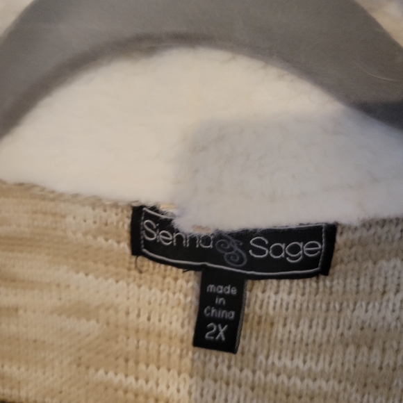 Senna Sage Beige Women's Faux Fur Soft Opened Cardigan Sweater Vest Size 2XL - Picture 3 of 4